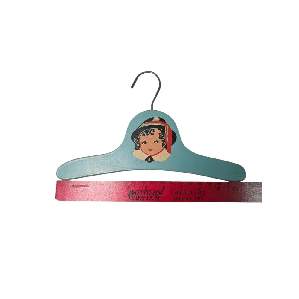 Vintage Art Deco Child's Wooden Clothes Hanger Painted Girl Face 1920s 1930s